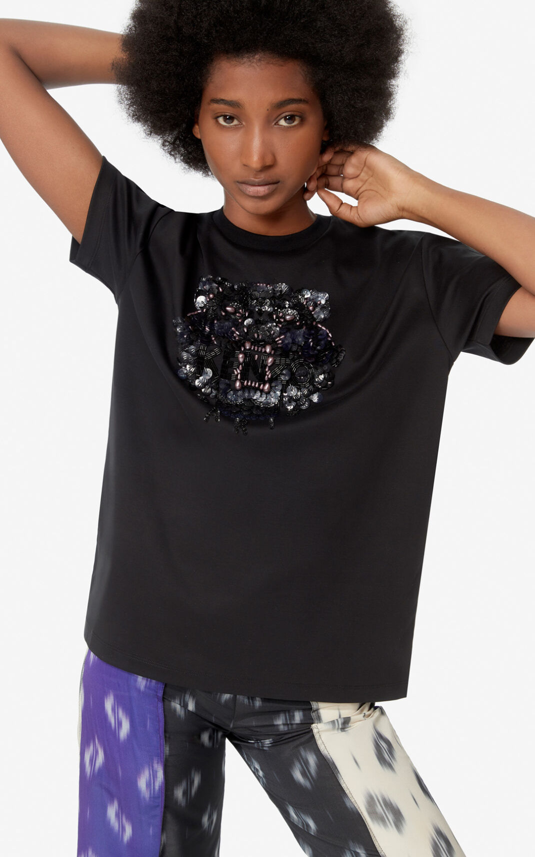 Kenzo Sequined Tiger T Shirt Dam | 97835-DFRG